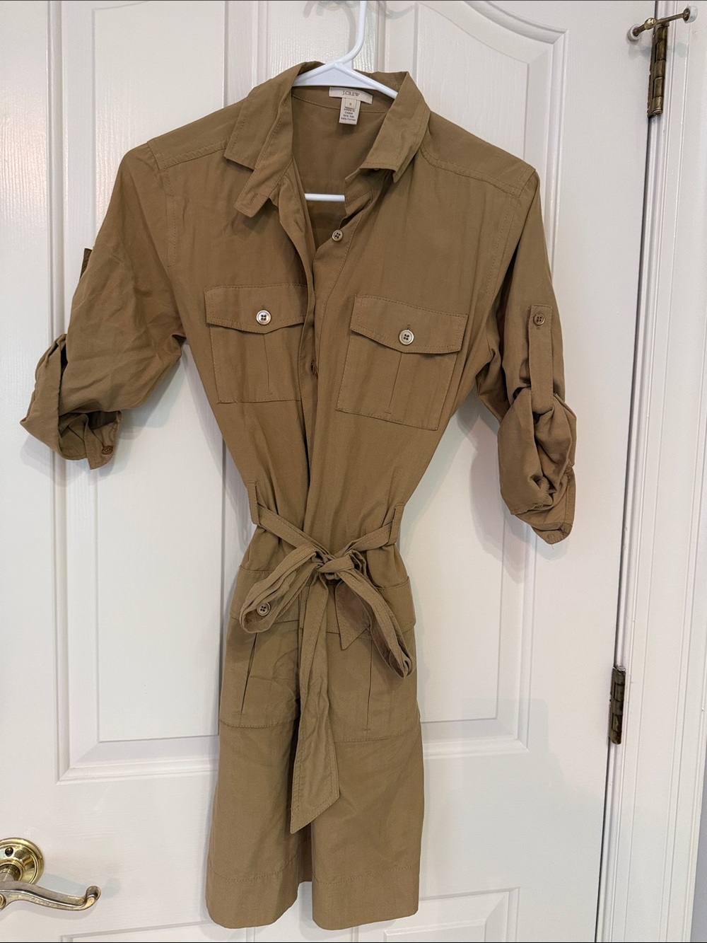 Like New J. Crew Tan Utility Shirtdress with Belt Size 0